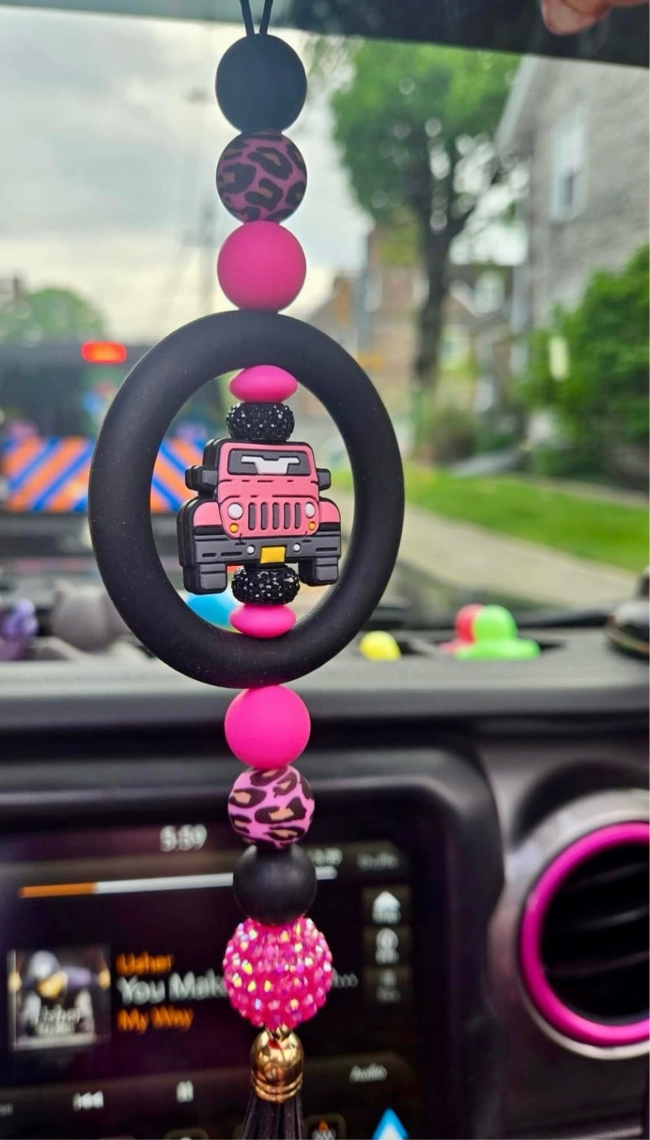 Hot Pink Jeep Car Charm